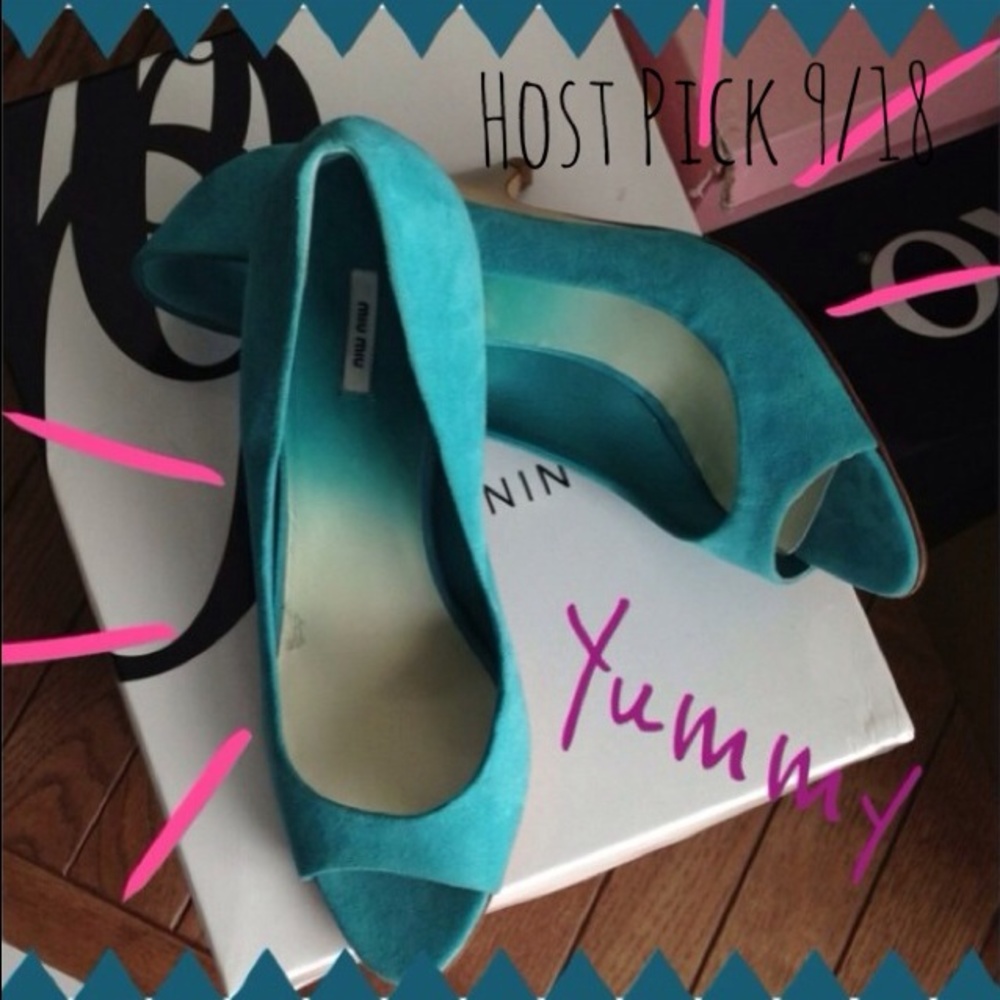 🌹HOST PICK🌹Miu Miu Turq Suede Peeptoe Pumps7